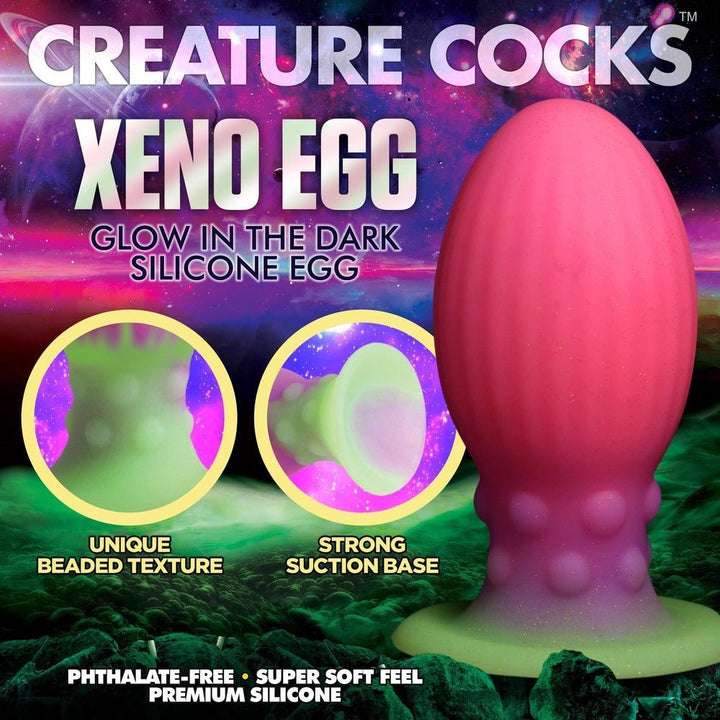 Creature Cocks: XL Xeno Egg Glow in the Dark Silicone Egg - ANAL PLAY - Romeo Romeo