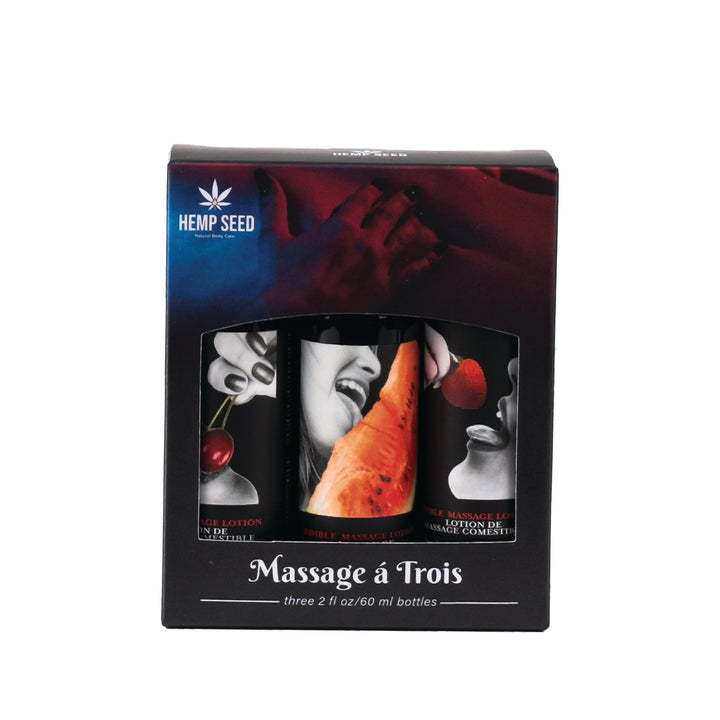 Hemp Seed Massage - A - Trois Edible Massage Lotion Gift Set - BATH + BODY - Romeo Romeo