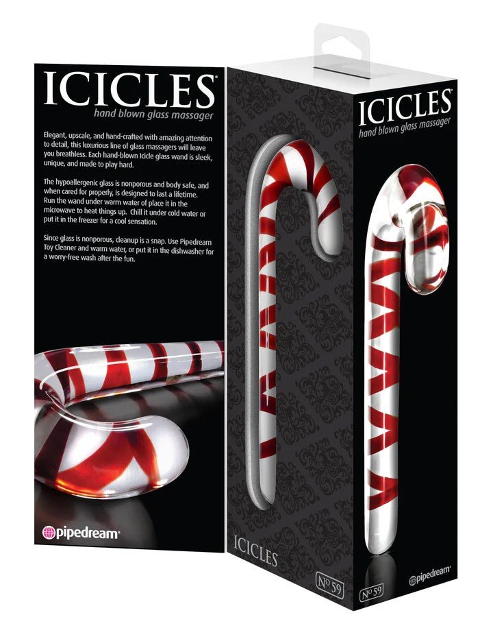 Icicles No. 59 Candy Cane Glass Dildo - DILDOS - Romeo Romeo