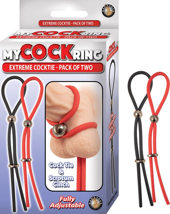 My Cockring Extreme Cocktie 2pk - Black & Red - FOR HIM - Romeo Romeo