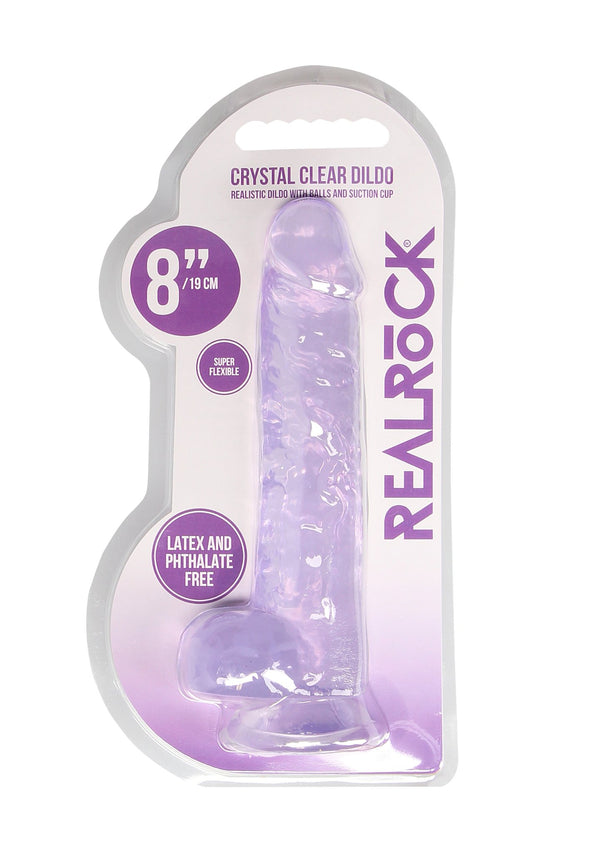 Real Rock 8" Realistic Dildo W/ Balls - Purple - DILDOS - Romeo Romeo