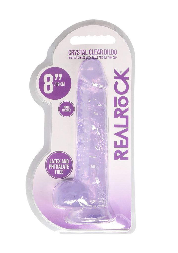 Real Rock 8" Realistic Dildo W/ Balls - Purple - DILDOS - Romeo Romeo