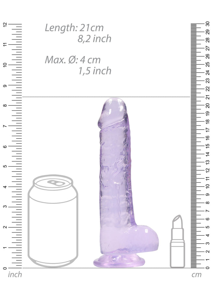 Real Rock 8" Realistic Dildo W/ Balls - Purple - DILDOS - Romeo Romeo