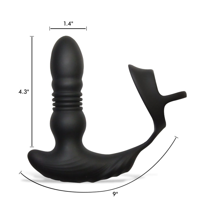 ThunderPlugs 10X Thrusting Silicone Vibrator w/ Cock & Ball Strap & Remote - ANAL PLAY - Romeo Romeo