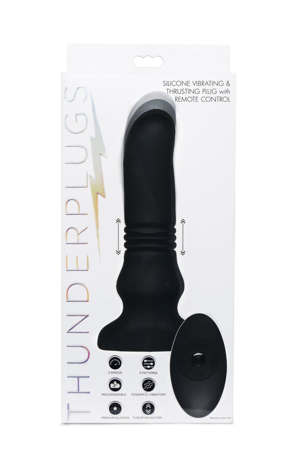 ThunderPlugs Silicone Vibrating & Thrusting Plug with Remote Control - ANAL PLAY - Romeo Romeo