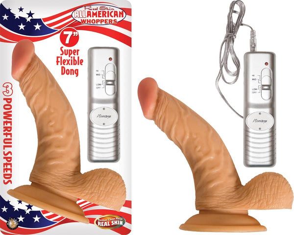 All American Whoppers 7" Vibrating Dong With Balls - DILDOS - Romeo Romeo